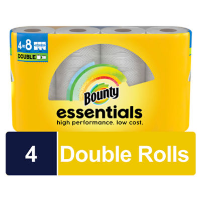 Bounty Essentials Select-A-Size White Double Rolls Paper Towels, 4 count