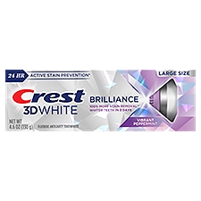 Crest 3D White Brilliance Vibrant Peppermint Fluoride Anticavity Toothpaste Large Size, 4.6 oz