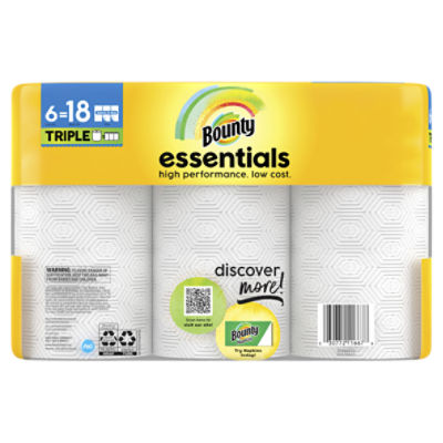 Bounty Essentials Select-A-Size White Triple Rolls Paper Towels, 6 count