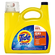 Tide Simply Oxi Boost + Ultra Stain Release Detergent, 74 loads, 105 fl oz, 105 Fluid ounce