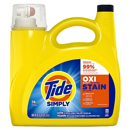 Tide Simply Oxi Boost + Ultra Stain Release Detergent, 74 loads, 105 fl oz