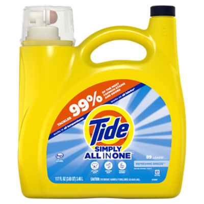 Tide Simply All-In-One Liquid Laundry Detergent, Refreshing Breeze, 117 fl oz