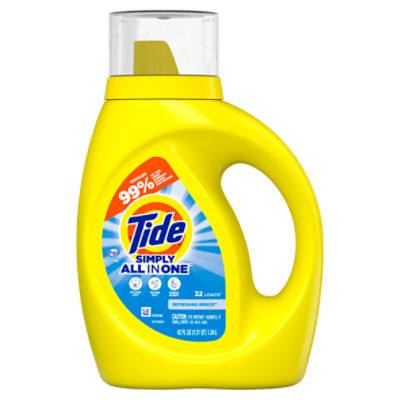Tide Simply Liquid Laundry Detergent, Refreshing Breeze, 42 oz, 32 loads