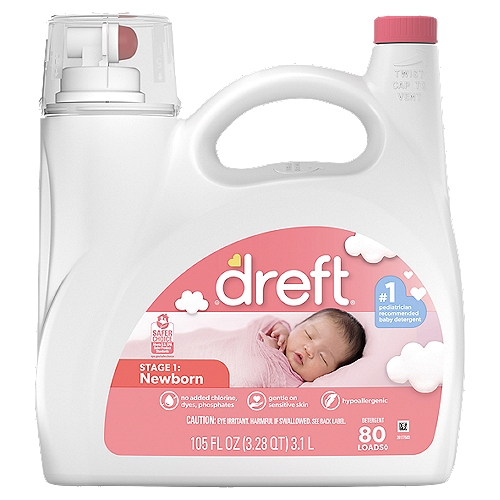 Dreft Stage 1: Newborn Detergent, 80 loads, 105 fl oz