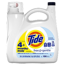 Tide Free & Gentle Detergent, 100 loads, 132 fl oz