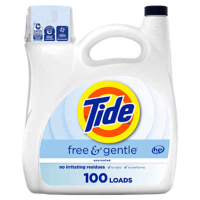 Tide Free & Gentle Unscented Liquid Laundry Detergent, 115 Loads, 151 fl oz