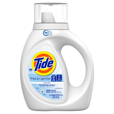 Tide Free & Gentle Unscented Laundry Detergent, 25 loads, 34 fl oz