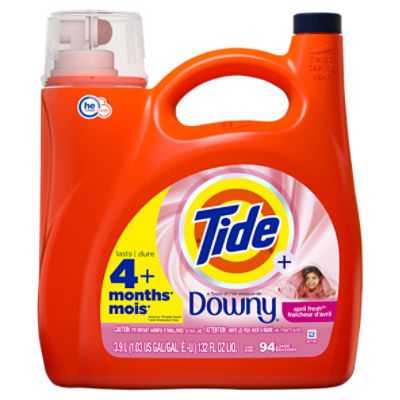 Tide+ Downy April Fresh Detergent, 94 loads, 132 fl oz