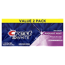 Crest 3D White Advanced Radiant Mint Fluoride Anticavity Toothpaste, 3.3 oz, 2 count