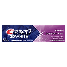 Crest 3D White Advanced Radiant Mint Fluoride Anticavity Toothpaste, 3.3 oz, 3.3 Ounce