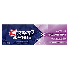 Crest 3D White Advanced Teeth Whitening Toothpaste, Radiant Mint, 2.4 oz