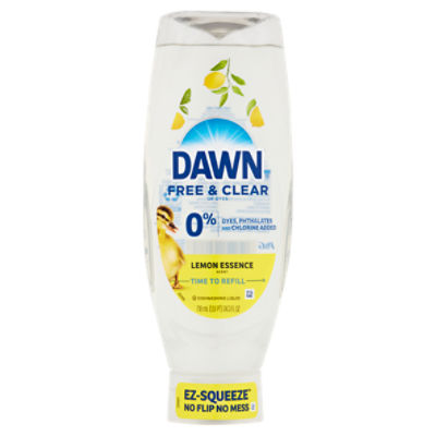 Dawn Free & Clear Lemon Essence Scent Dishwashing Liquid, 24.3 fl oz