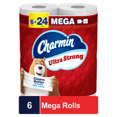 Charmin Ultra Strong Mega Bathroom Tissue Rolls, 6 count