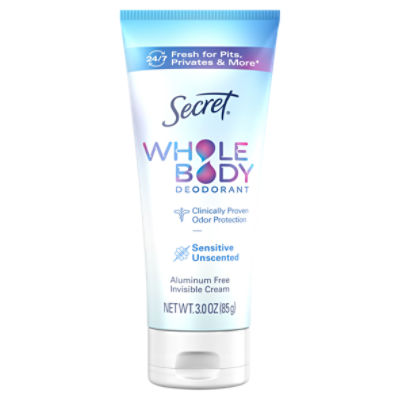 Secret Whole Body Deodorant Invisible Cream, 3.0 oz