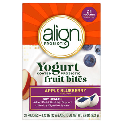 Align Apple Bluebeerry Flavored Yogurt Coated Probiotic Fruit Bites, 0.42 oz, 21 count