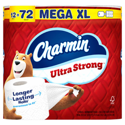 Charmin Ultra Strong Mega XL Bathroom Tissue Rolls, 12 count