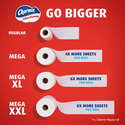Charmin Ultra Strong Mega XL Bathroom Tissue Rolls, 12 count