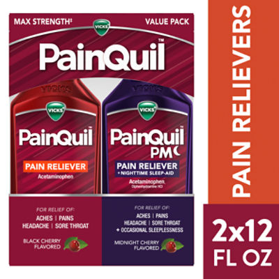 Vicks PainQuil Black Cherry Flavored Pain Reliever, 12 fl oz, 2 count