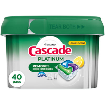 Cascade Platinum Action Pacs, Dishwasher Detergent, Lemon, 40ct
