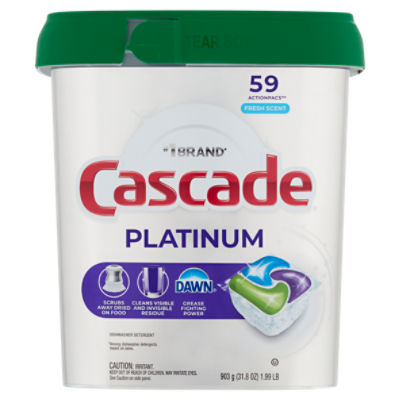 Cascade Platinum Fresh Scent Actionpacs Dishwasher Detergent, 59 count, 31.8 oz