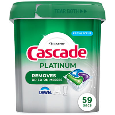 Cascade Platinum Dishwasher Pods, Dishwasher Detergent, Dish Detergent Soap, Fresh, 59 Count
