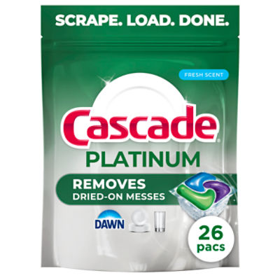 Cascade Platinum Dishwasher Pods, Dishwasher Detergent, Dish Detergent Soap, Fresh, 26 Count
