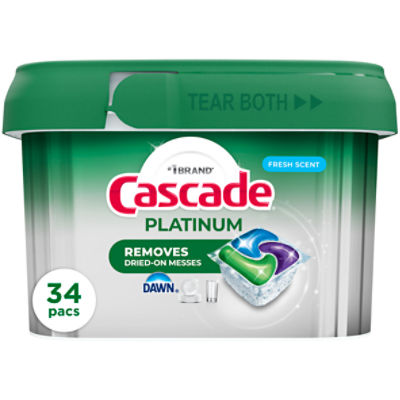 Cascade Platinum Dishwasher Pods, Dishwasher Detergent, Dish Detergent Soap, Fresh, 34 Count
