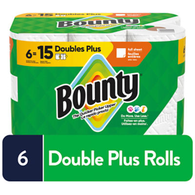 Bounty Doubles Plus Paper Towels Rolls, 6 count