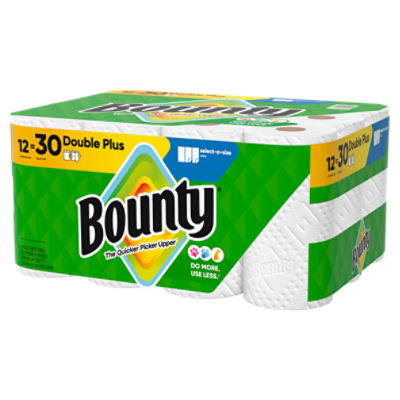 Bounty Double Plus Paper Towel Rolls, 12 count