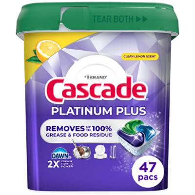 Cascade Platinum Plus Dishwasher Pods, Dishwasher Detergent, Dish Detergent Soap, Lemon, 47 Count

