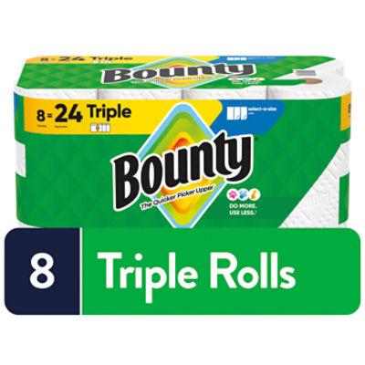 Bounty Triple Paper Towel Rolls, 8 count