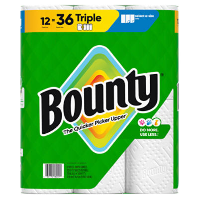 Bounty Triple Paper Towel Rolls, 12 count