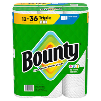 Bounty Triple Paper Towel Rolls, 12 count