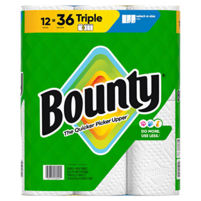 Bounty Triple Paper Towel Rolls, 12 count