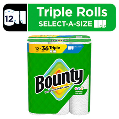 Bounty Triple Paper Towel Rolls, 12 count