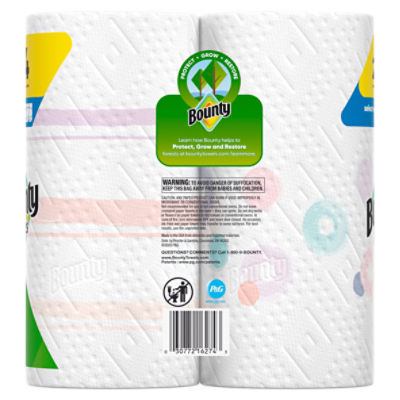 Bounty Prints Double Paper Towel Rolls, 2 count