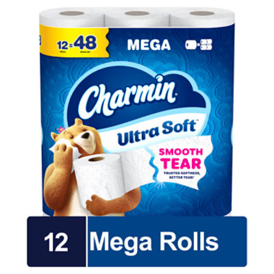 Charmin Ultra Soft Mega Bathroom Tissue Rolls, 208 2-ply sheets per roll, 12 count