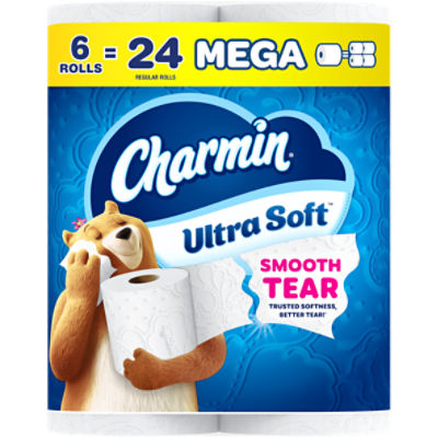 Charmin Toilet Paper Ultra Soft, 6 Mega Rolls, 2-ply Bath Tissue