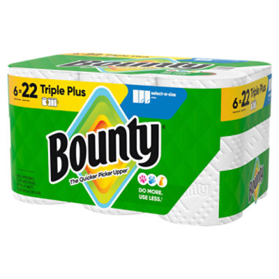 Bounty Triple Plus Paper Towel Rolls, 6 count