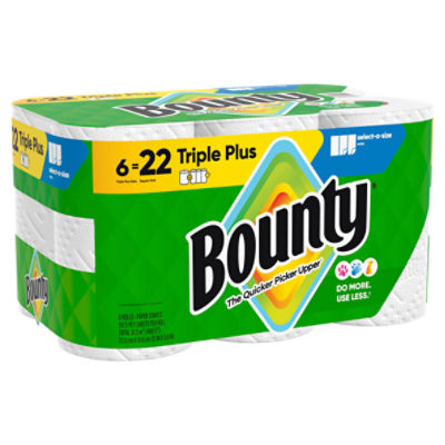 Bounty Triple Plus Paper Towel Rolls, 6 count