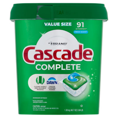 Cascade Complete Fresh Scent Dishwasher Detergent Value Size, 91 count, 48.7 oz