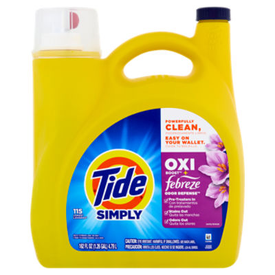 Tide Simply Oxi Boost + Febreze Odor Defense Sunny Breeze Detergent, 115 loads, 162 fl oz
