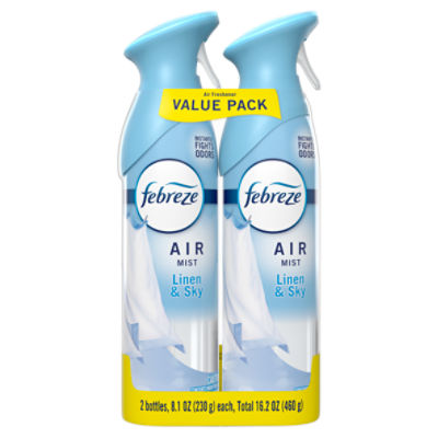 Febreze Air Mist, Air Freshener Spray, Odor Fighting Room Spray, Linen & Sky Scent, 8.1oz, 2ct, 16.2 Ounce