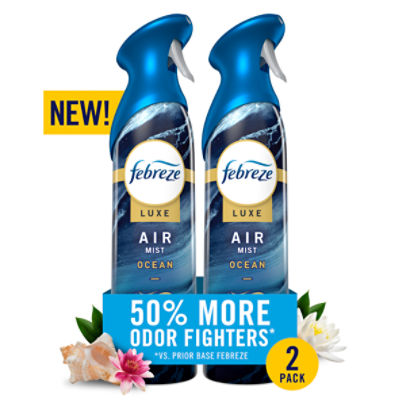 Febreze Air Mist, Luxe Air Freshener Spray, Odor Fighting Room Spray, Ocean Scent, 8.1oz, 2ct