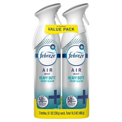 Febreze Air Mist, Air Freshener Spray, Odor Fighting Room Spray, Heavy Duty Crisp Clean Scent, 8.1o, 16.2 Ounce