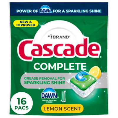Cascade Complete Action Pacs, Dishwasher Detergent, Lemon, 16ct