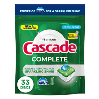 Cascade Complete Action Pacs, Dishwasher Detergent, Fresh, 33ct