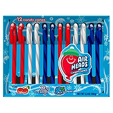 Airheads Cherry, White Mystery and Blue Raspberry Candy Canes, 12 count, 5.3 oz