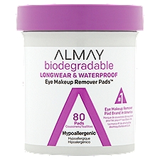 Almay Biodegradable Longwear & Waterproof Eye Makeup Remover Pads, 80 count