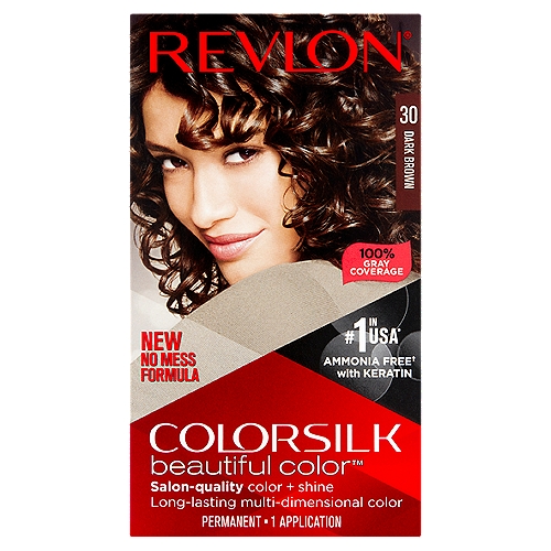 Revlon ColorSilk Beautiful Color 30 Dark Brown Permanent Haircolor, 1 application